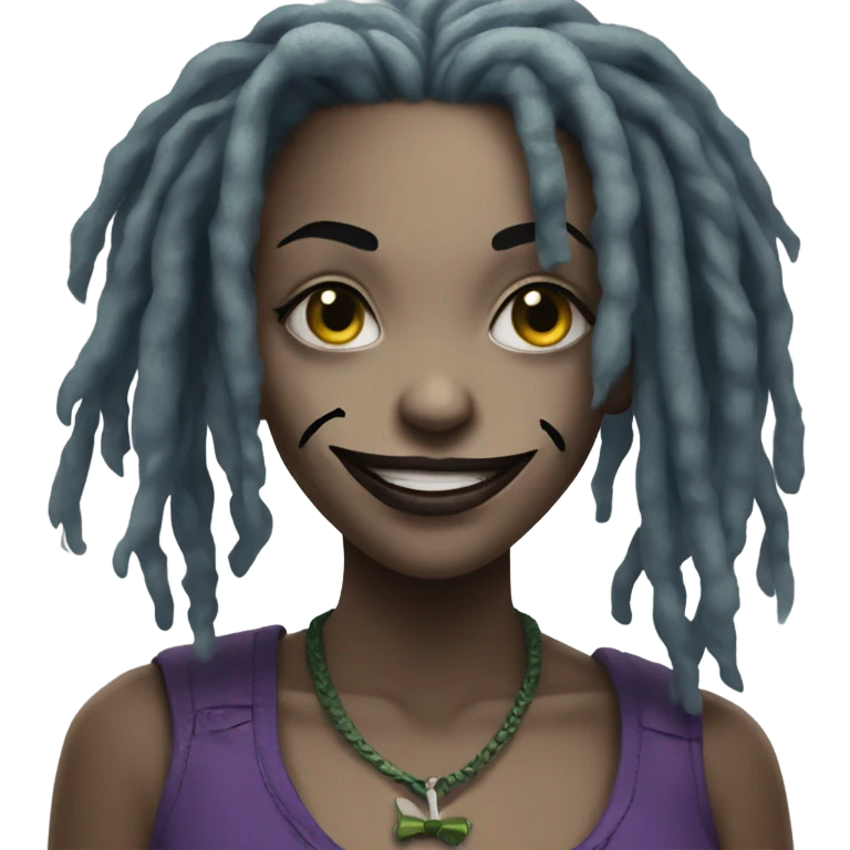 Joker dc girl, black dreadlocks emoji
