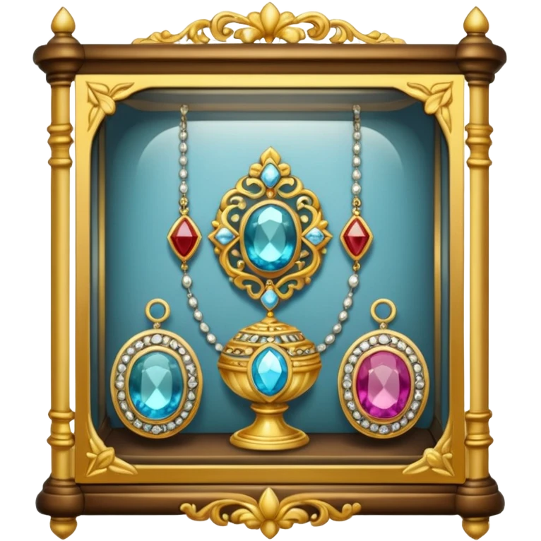 old jewelry in a glass showcase  emoji
