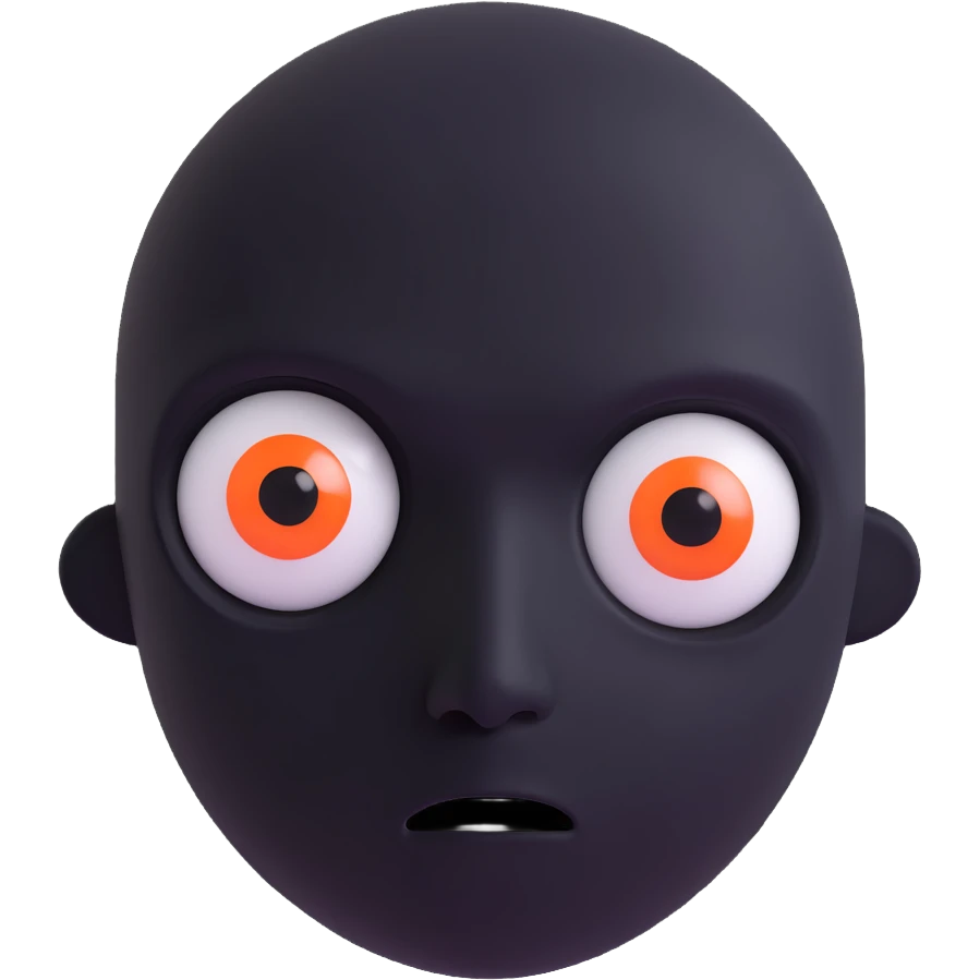 a faceless black head with only two intense, creepy eyes, unsettling and dark emoji