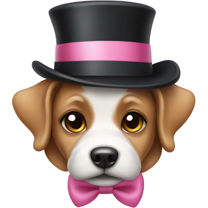dog wearing a top hat with a pink bow emoji