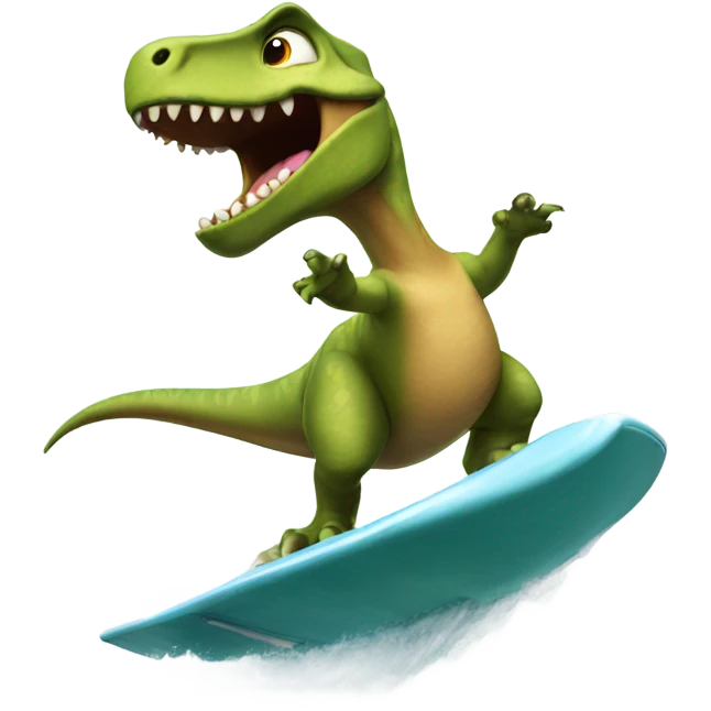 Dinosaur surfing emoji