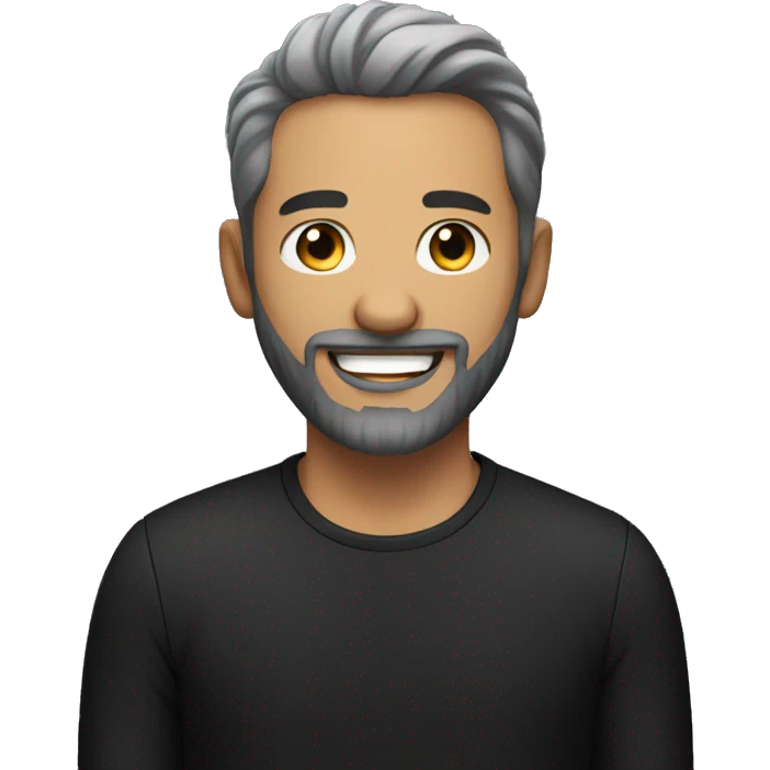 smiling man in black shirt with beard  emoji