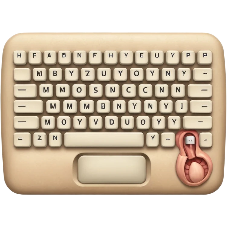 Computer keyboard missing keys, one spot replaced with exposed muscle. emoji