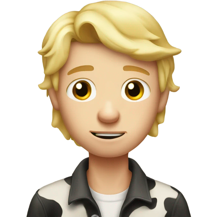 Sad blonde farm boy milking a cow emoji