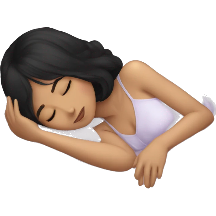 Coquette teenage asian black hair girl sleeping  emoji