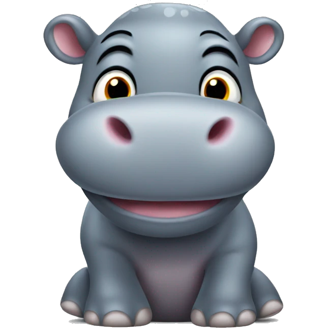 Cute grey hippo emoji