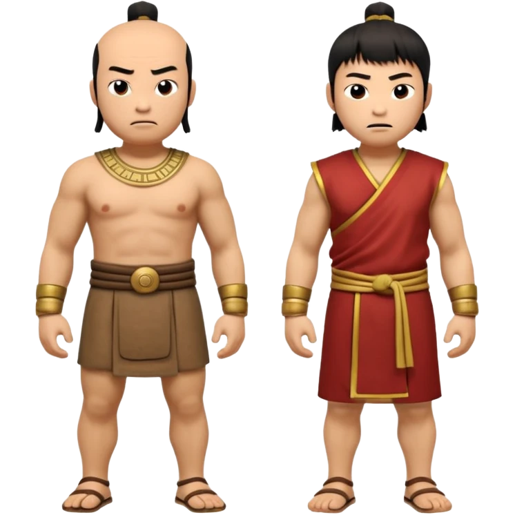 create an emoji set of a cartoonish full body chinese man from 2000 BC doing 16 verbs or emotions emoji