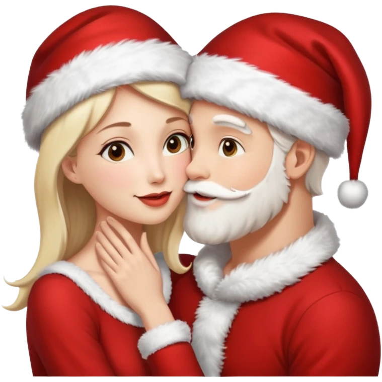 a handsome man and a pretty woman kiss each other Christmas vibe emoji