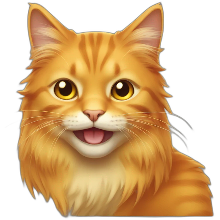 orange and yellow cat with long hair winking at me emoji