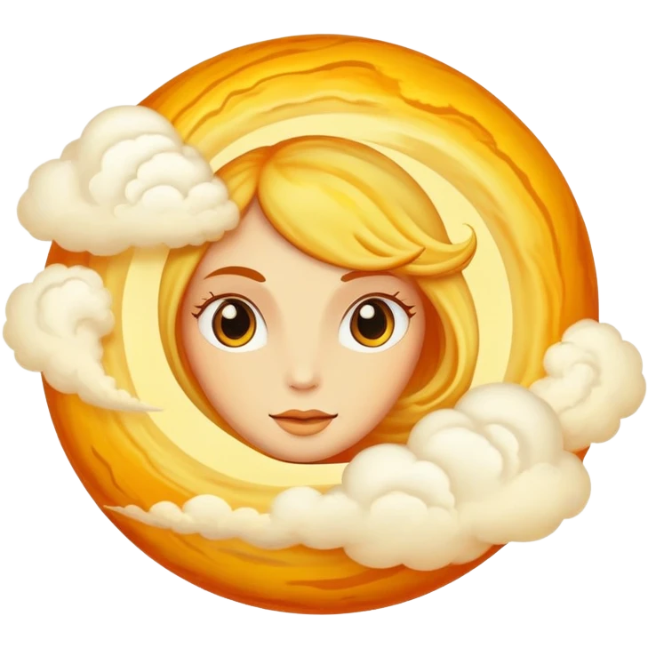 Venus as a circular planet without rings, yellow-orange atmosphere emoji
