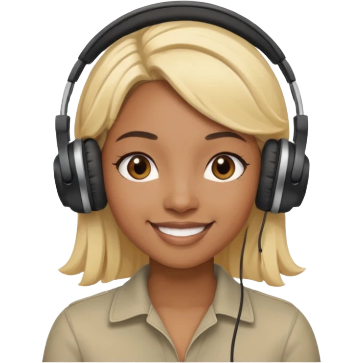 blonde black woman wearing headphones emoji