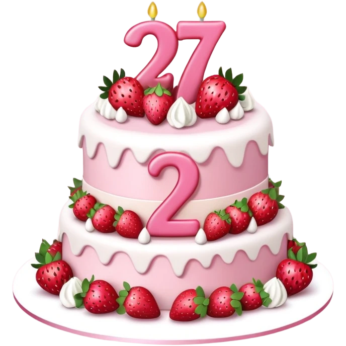 Pink Strawberry birthday cake with the number 27 on it  emoji