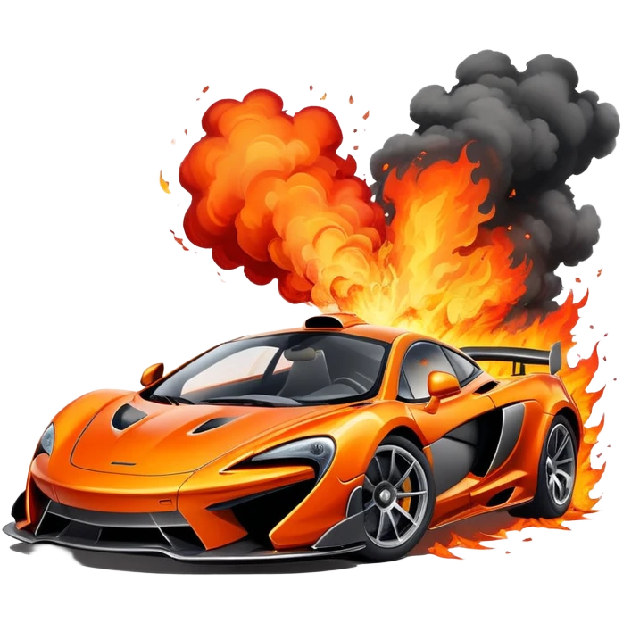 sorayama mclaren car crash fire and smokeexplodsion  emoji