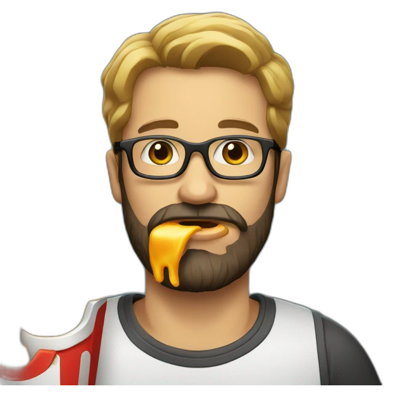 bearded man with glassed eating french fries emoji