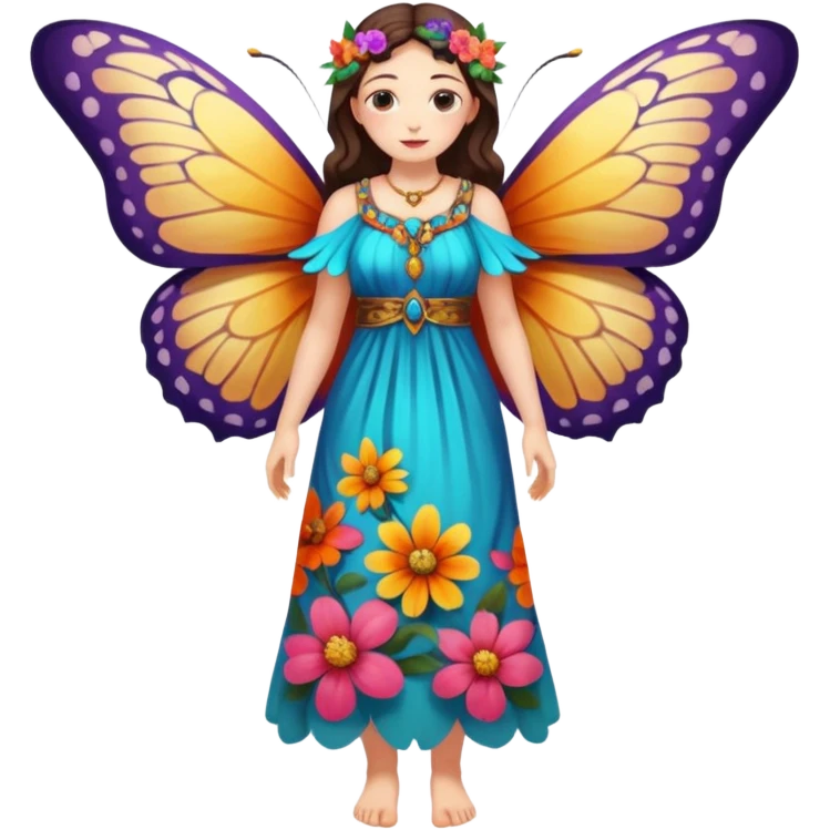 fullbody ancient woman with butterfly wings emoji