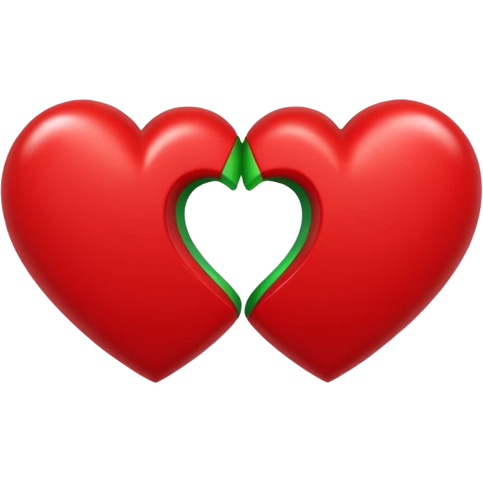 two hearts circling each other. one is red, the other is green emoji