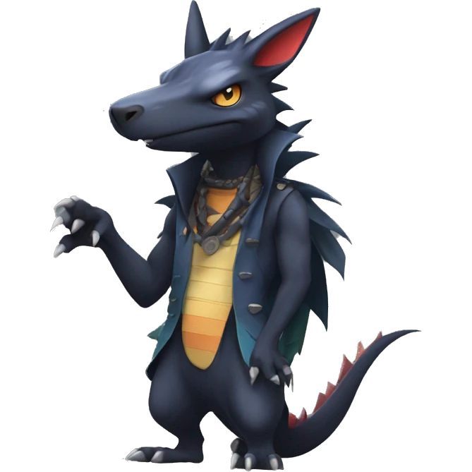 cool edgy modern colorful Dark-type nargacuga Pokémon full body emoji