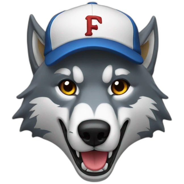 Wolf head wearing a baseball cap emoji