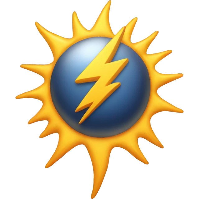 sun shooting thunders emoji