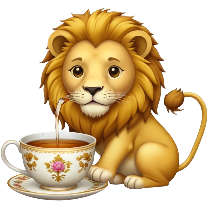 lion drinking tea emoji