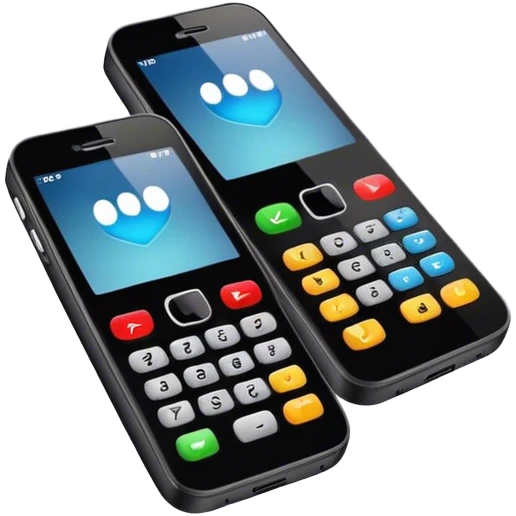 Two cell phones, both the color black emoji