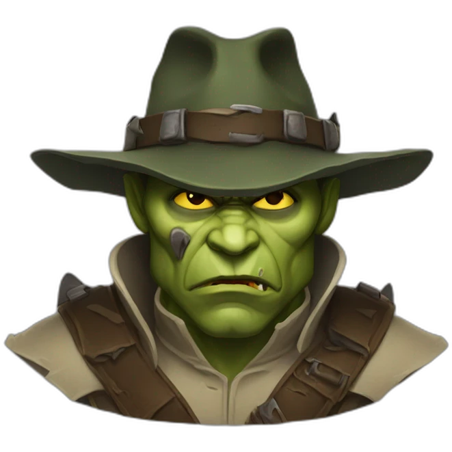 Fierce Orc ranger wearing fedora  emoji