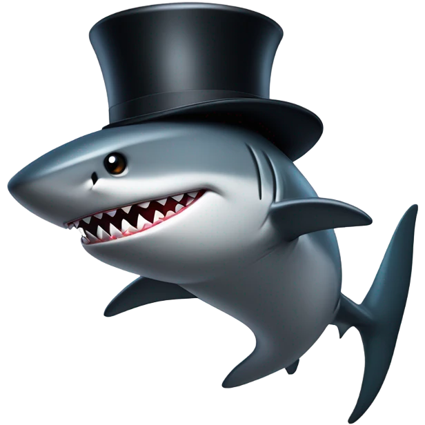 Shark with a top hat emoji