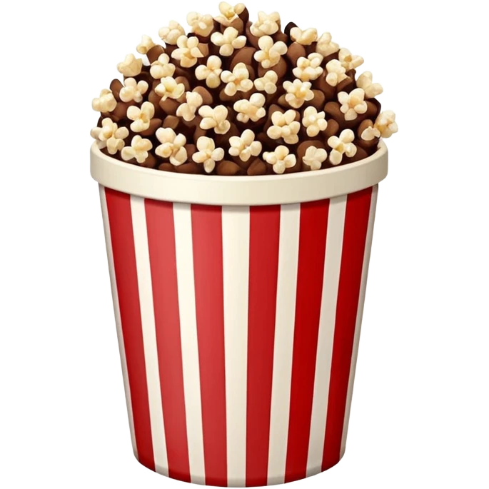 Chocolate popcorn in a paper jar with red and white vertical lineso emoji