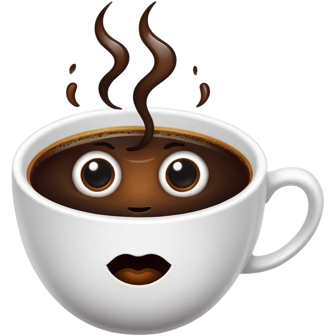 Black coffe with eyes and mouth emoji