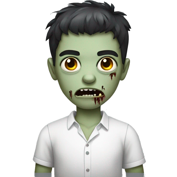 boy zombie with dark hair and white shirt emoji