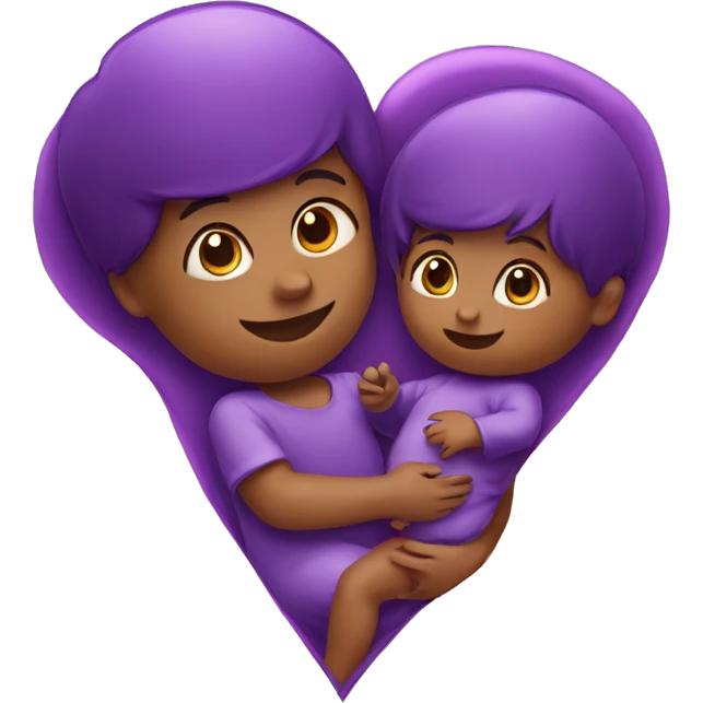 purple heart with baby emoji