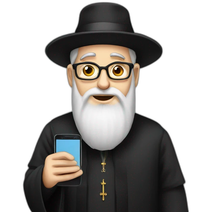 Orthodox Rabbi with smartphone emoji