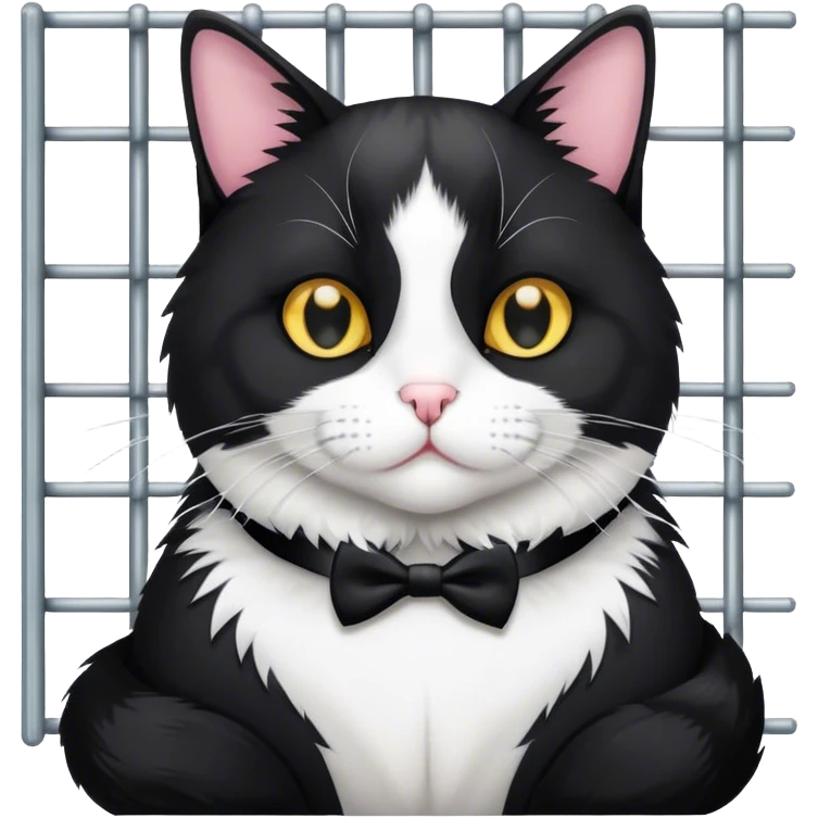 Tuxedo cat in prison emoji