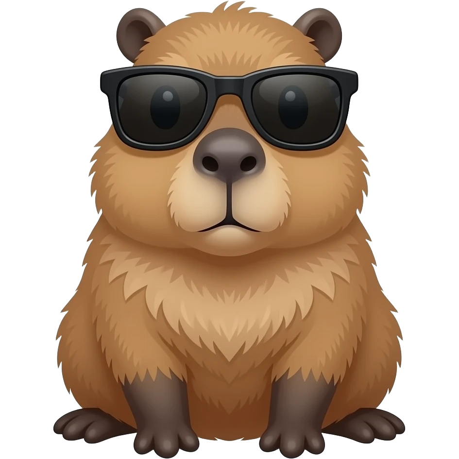 sigma capybara with very black tinted sunglasses cant see eyes sitting emoji