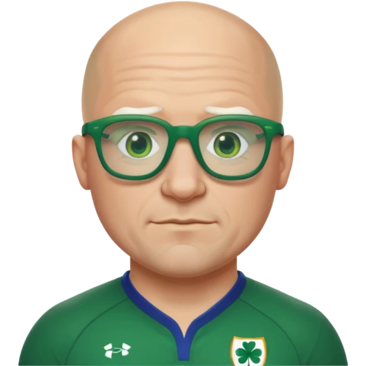 irish rugby player with no hair and green glasses emoji