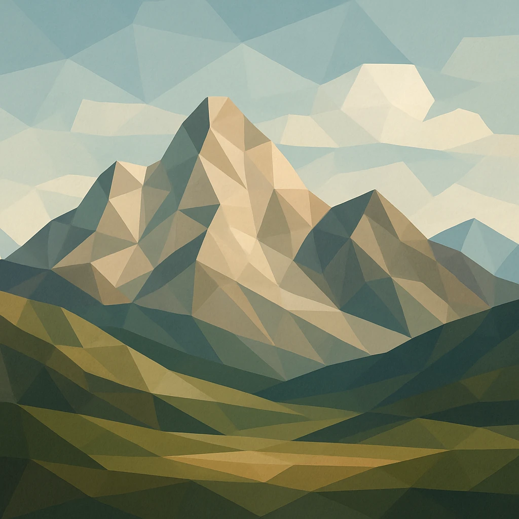 illustration of a mountain landscape made of geometric shapes in polygonal style emoji