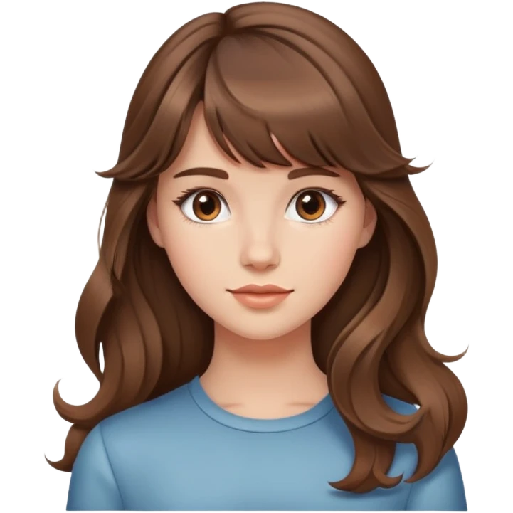 Brown haired girly with soft waves and bangs half up half down emoji