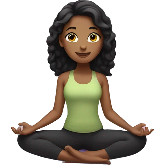Girl with black hair in a yoga position  emoji