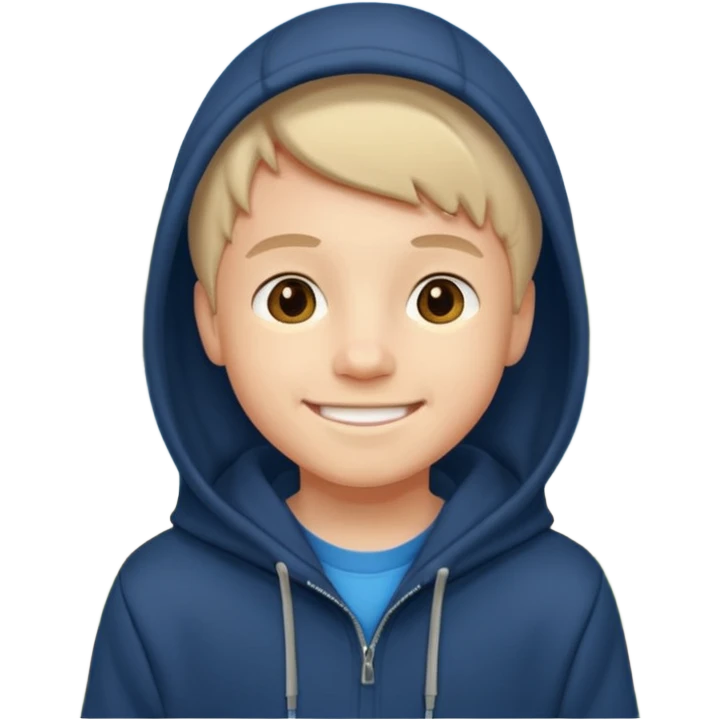 smiling boy outdoors in hoodie emoji