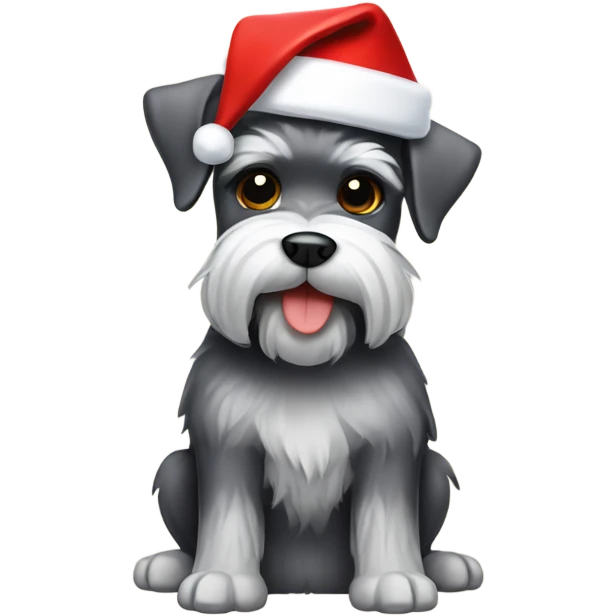 Schnauzer wearing a Santa hat emoji