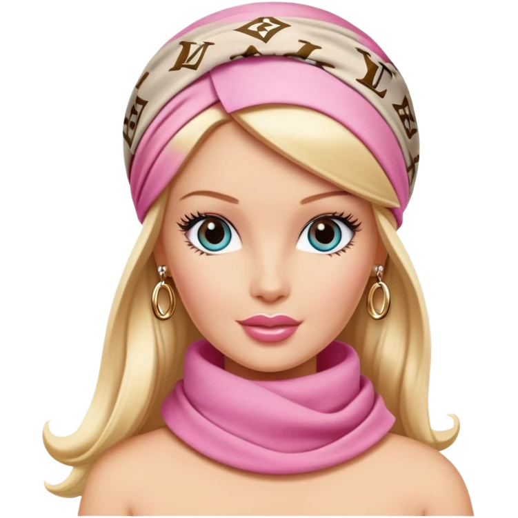 Barbie wearing a louis vuitton head scarf emoji