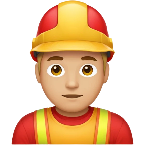 Yellow man with red visor and red shirt sleeved shirt emoji
