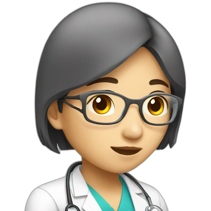 medical student asian girl listening a song emoji