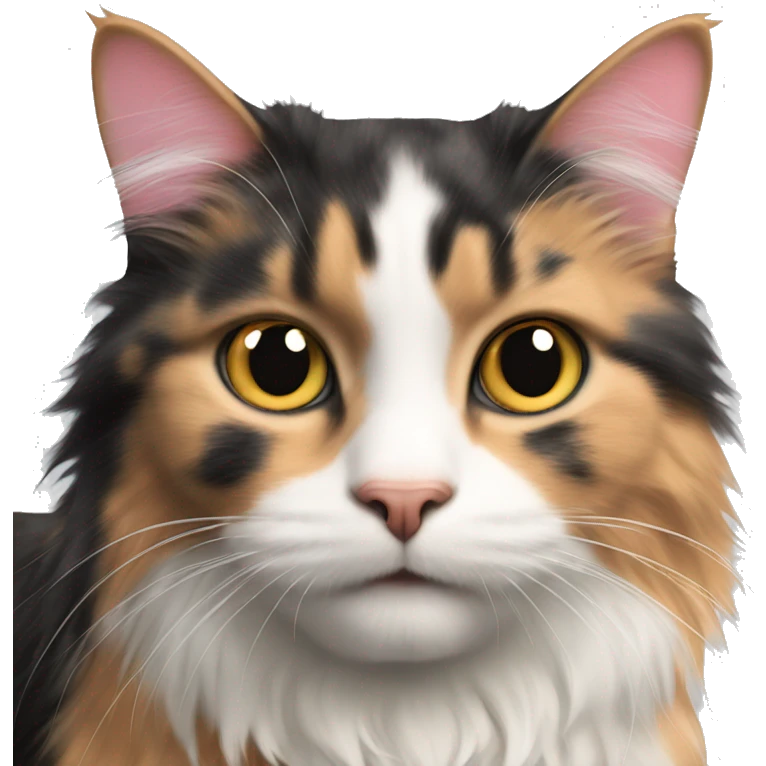 Long-haired Calico cat pink nose emoji