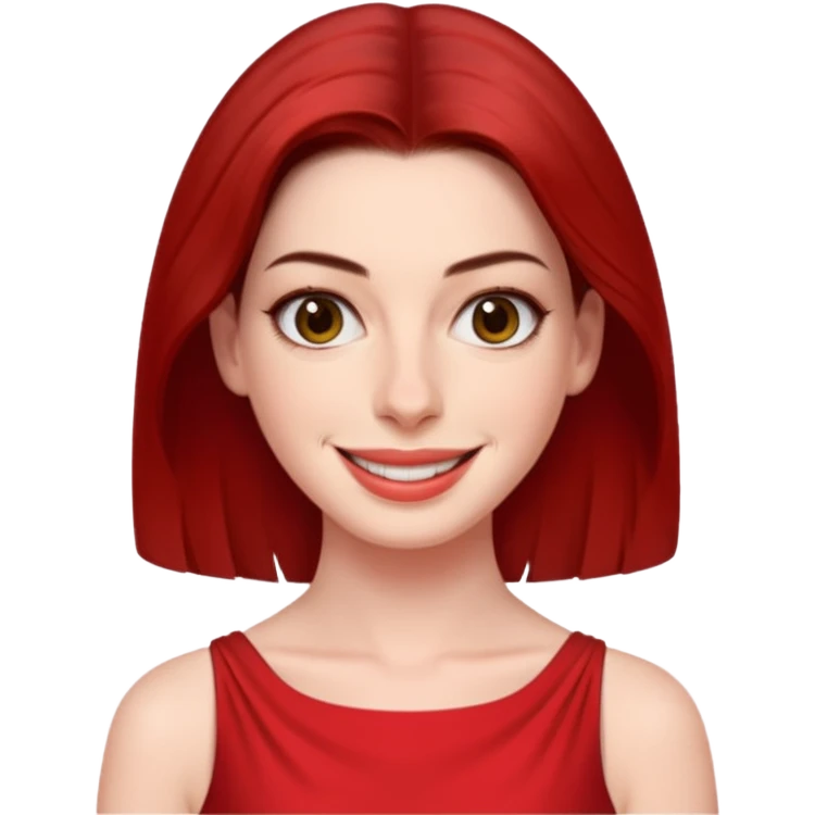 Anne Hathaway in red dress, hot emoji