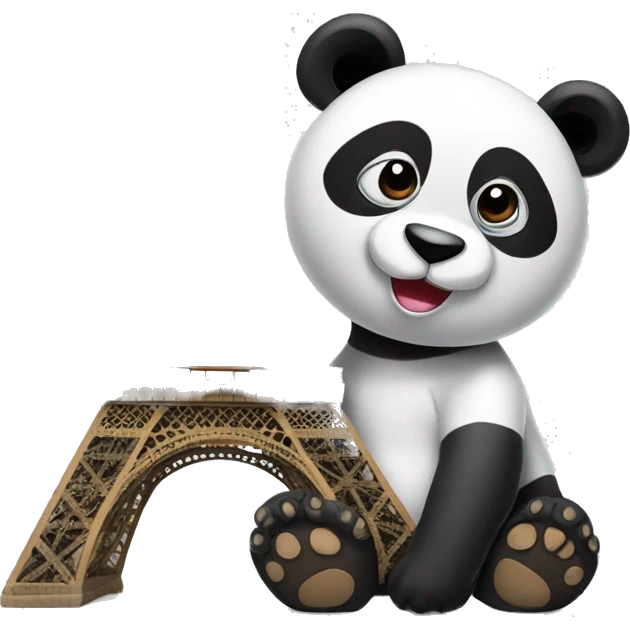 Eiffel tower with big panda emoji