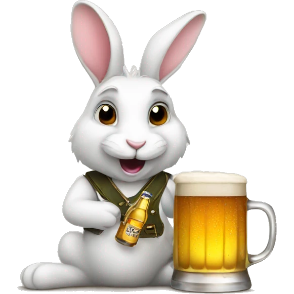 rabbit with beer emoji