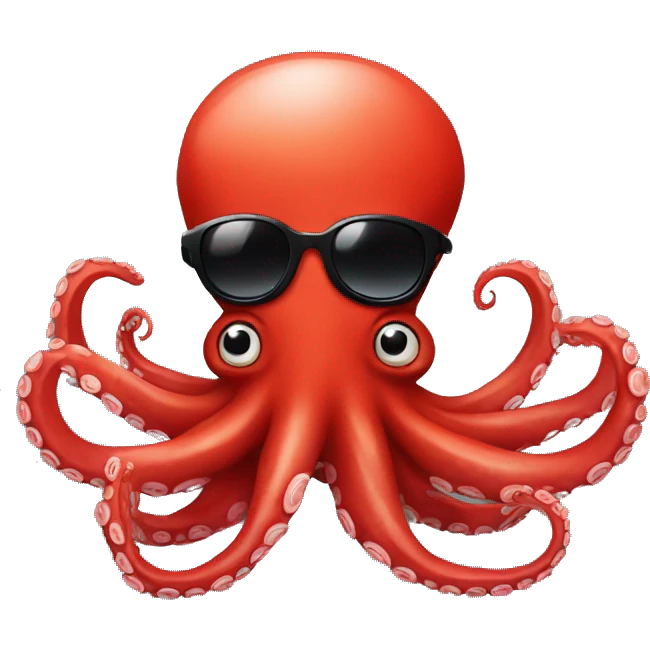 red cartoon octopus with black sunglasses emoji