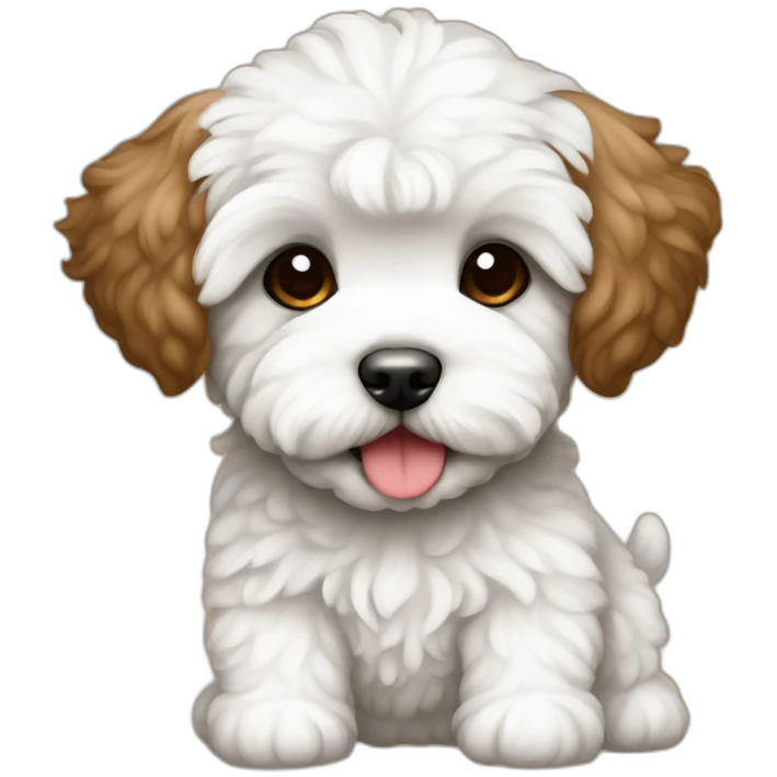 party maltipoo puppy brown and white neck with funny pants emoji