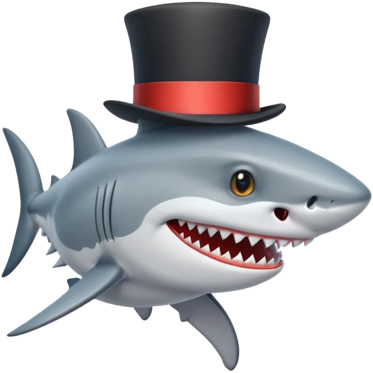 Shark with a top hat emoji